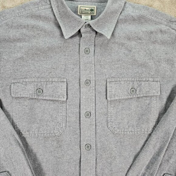 L.L.Bean Men's Chamois Shirt Long Sleeve Button-Down Gray Size LT Tall Outdoor - Picture 9 of 10